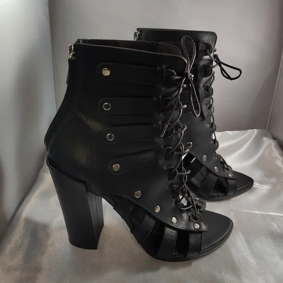 Proenza Schouler Black Leather Lace up Booties - Picture 3 of 6